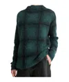 Vince Shadow Plaid Funnel Neck Sweater In Black