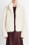 Vince Shaggy Faux Fur Jacket In White