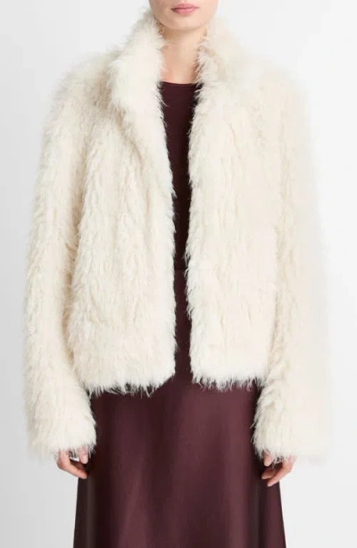 Vince Shaggy Faux Fur Jacket In White