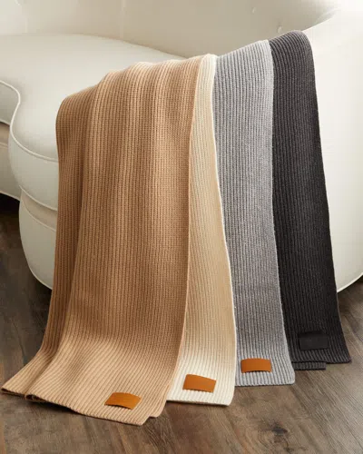 Vince Shaker Stitch Cashmere-blend Throw Blanket In Ivory