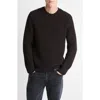 Vince Shaker Stitch Merino Wool Crewneck Sweater In Black