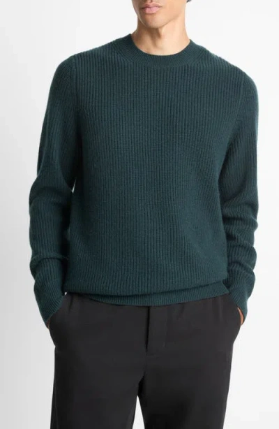 Vince Shaker Stitch Wool & Cashmere Crewneck Sweater In Green