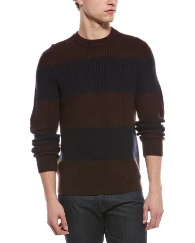 Vince Shaker Stripe Wool & Cashmere-blend Crewneck Sweater In Brown