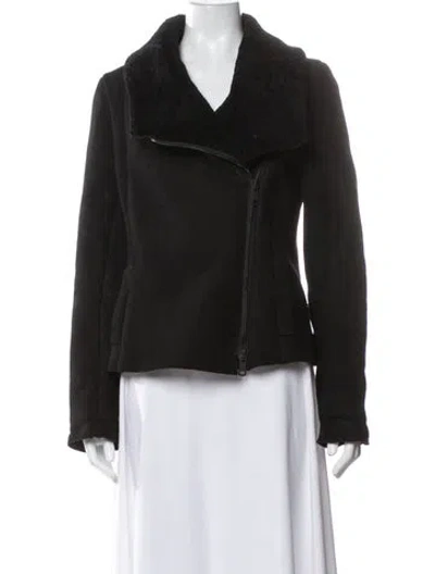 Pre-owned Vince Shearling Biker Jacket In Black