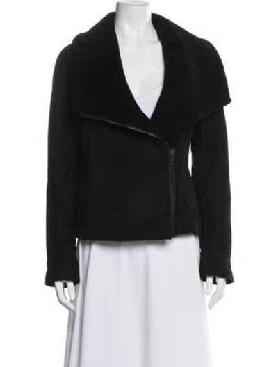 Pre-owned Vince Shearling Biker Jacket In Black