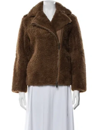 Pre-owned Vince Shearling Biker Jacket In Brown