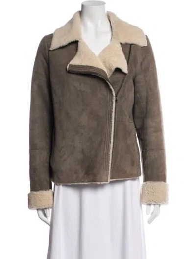 Pre-owned Vince Shearling Biker Jacket In Neutrals