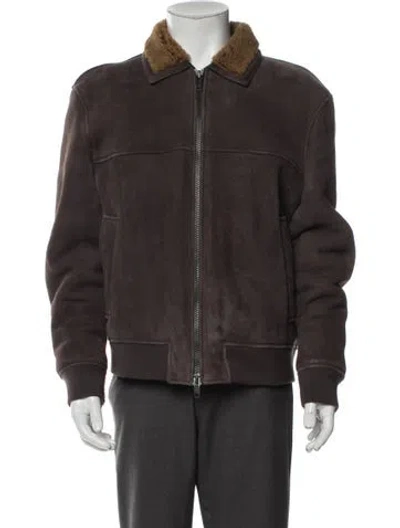 Pre-owned Vince Shearling Bomber Jacket In Brown