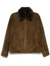 Vince Shearling-collar Suede Jacket In Brown