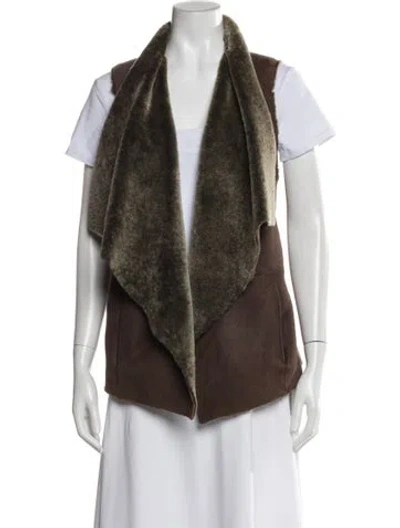 Pre-owned Vince Shearling Colorblock Pattern Faux Fur Jacket In Brown