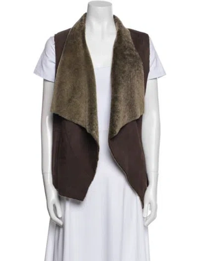 Pre-owned Vince Shearling Colorblock Pattern Fur Jacket In Brown