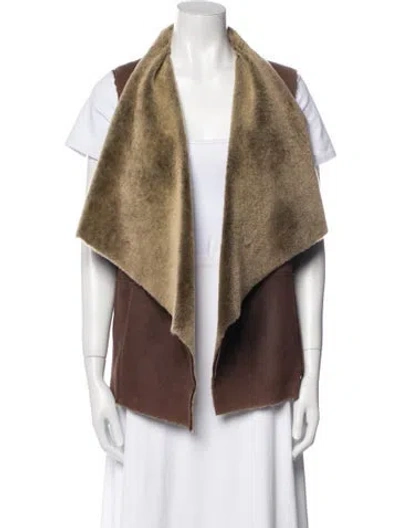 Pre-owned Vince Shearling Colorblock Pattern Fur Jacket In Brown