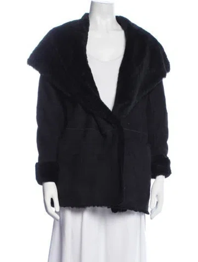 Pre-owned Vince Shearling Faux Fur Coat In Blue