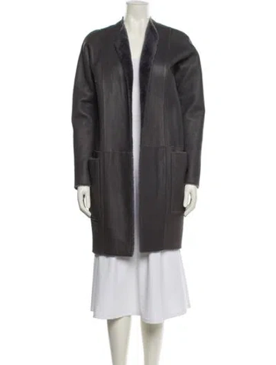 Pre-owned Vince Shearling Faux Fur Coat W/ Tags In Gray