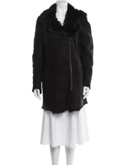 Pre-owned Vince Shearling Faux Fur Jacket In Black