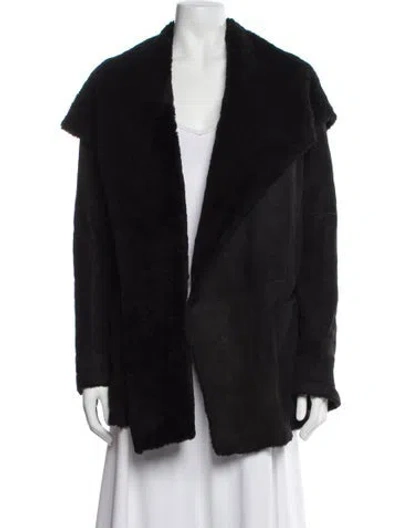 Pre-owned Vince Shearling Faux Fur Jacket In Black