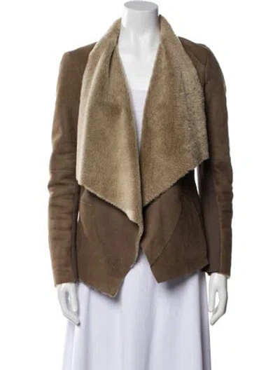 Pre-owned Vince Shearling Faux Fur Jacket In Brown