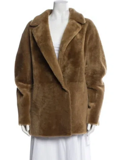 Pre-owned Vince Shearling Faux Fur Jacket In Brown