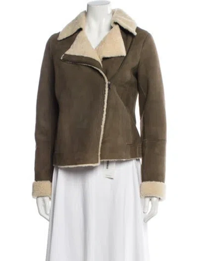 Pre-owned Vince Shearling Faux Fur Jacket In Green
