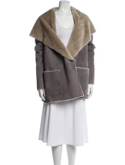 Pre-owned Vince Shearling Fur Jacket In Gray