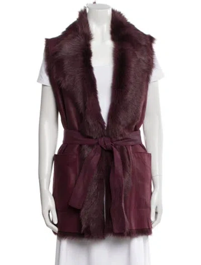 Pre-owned Vince Shearling Fur Jacket W/ Tags In Burgundy