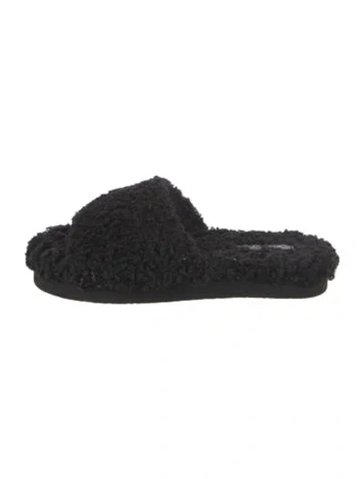 Pre-owned Vince Shearling Slides In Black