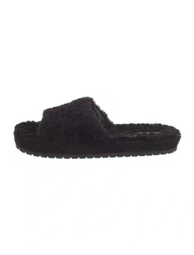 Pre-owned Vince Shearling Slides In Black