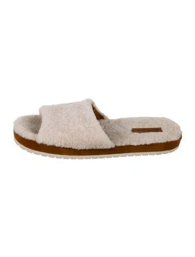 Pre-owned Vince Shearling Slides In Neutral