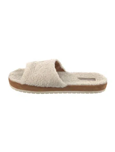 Pre-owned Vince Shearling Slides In Neutral