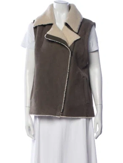 Pre-owned Vince Shearling Vest In Green
