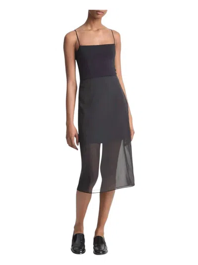 Vince Sheer Chiffon Pencil Skirt In Black