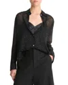 Shop Vince Sheer Dot Silk Blouse In Black