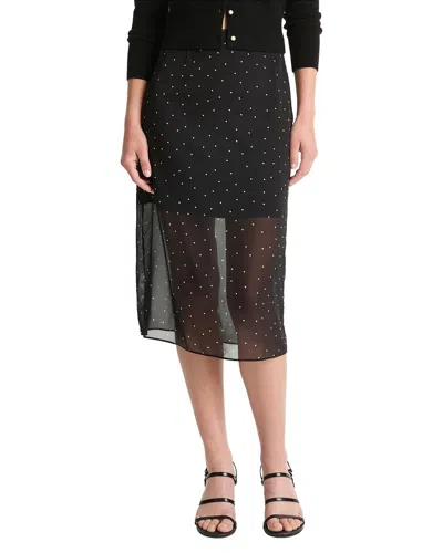 Vince Sheer Dot Straight Midi Skirt In Charcoal In Black