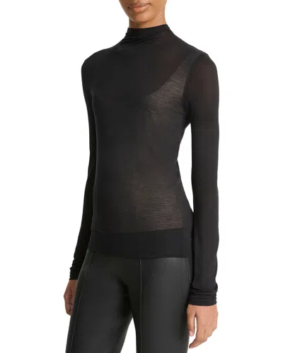 Vince Sheer Mock Neck Top In Black