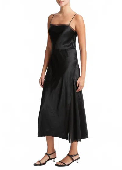 Vince Sheer Panelled Slip Dress In Black