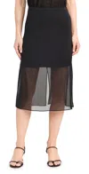 Vince Womens Slit Sheer Pencil Skirt In Black