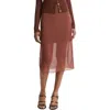 Shop Vince Sheer Slit Pencil Skirt In Deep Rosewood