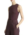 Vince Sleeveless Fitted Top In Burgundy