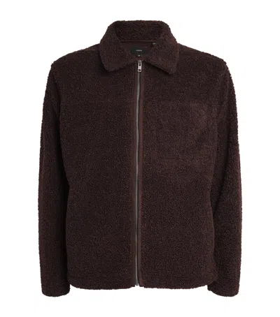 Vince Sherpa Fleece Jacket In Oxblood