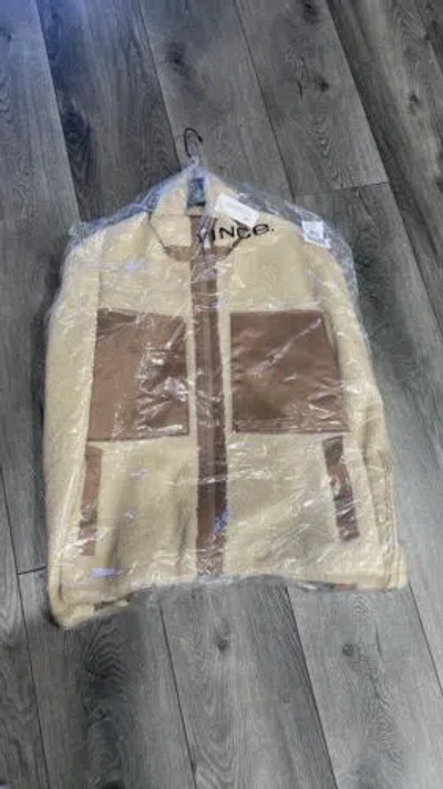 Pre-owned Vince Sherpa Zip Jacket Xl In Beige