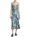 Vince Shimmer Lake Satin Camisole Midi Dress In Deep Sea In Blue