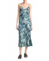 Vince Shimmer Lake Crushed Cami Midi Dress In Multi In Green