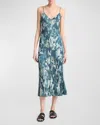Vince Shimmer Lake Crushed Cami Midi Dress In Multi In Deep Sea