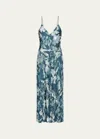 Vince Shimmer Lake Crushed Cami Midi Dress In Multi In Deep Sea