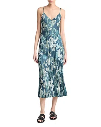 Vince Shimmer Lake Crushed Midi Dress In Deep Sea