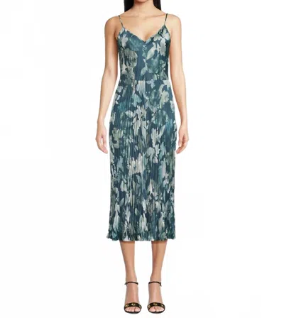 VINCE SHIMMER LAKE SATIN CAMISOLE MIDI DRESS IN DEEP SEA