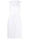 Vince Shirred Band Collar Dress In White