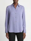 Vince Stretch-silk Button-front Blouse In Mauve Iris In Blue