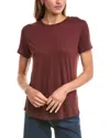 Vince Crewneck Shirt Tail T-shirt In Brown