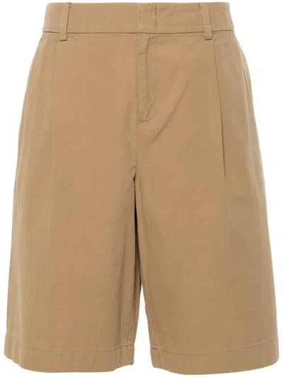 Vince Tailored Cotton Shorts In Neutrals